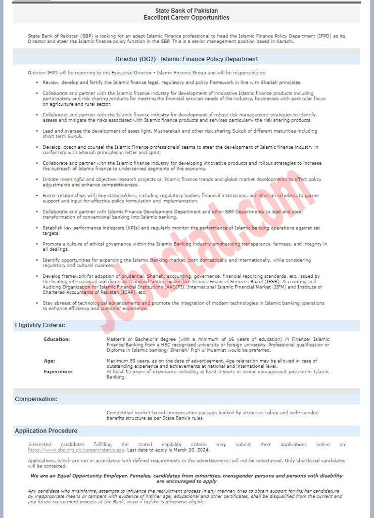Jobs in State Bank of Pakistan Karachi 