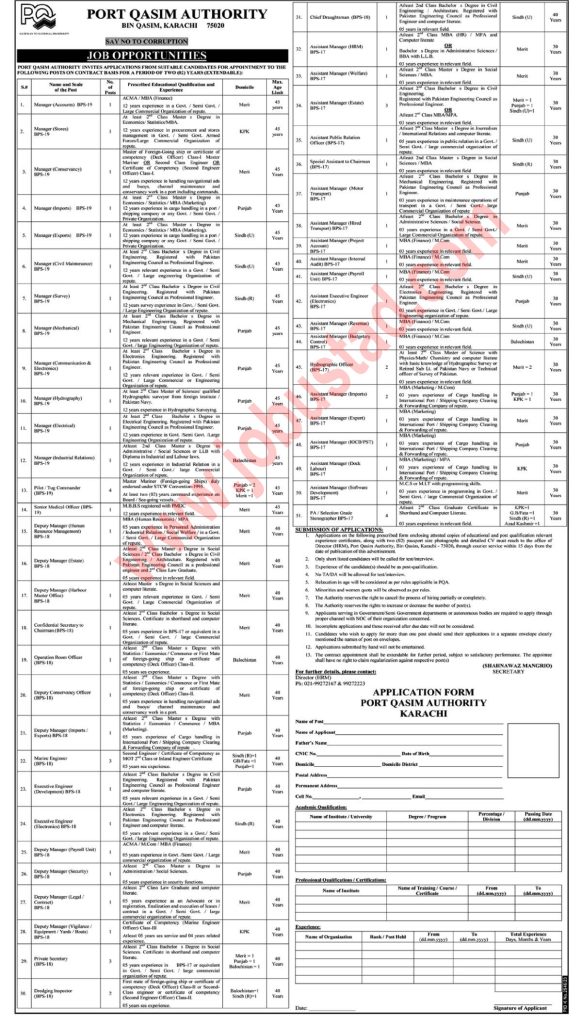 Latest Port Qasim Authority Jobs in Karachi 