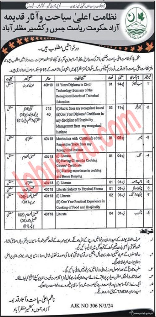 Latest Tourism and Archaeology Department AJK Jobs