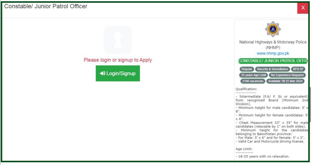 How to Apply for National Highway Motorway Police Jobs