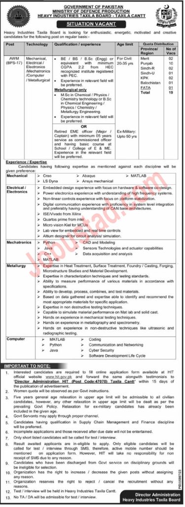 New Jobs in Ministry of Defence Production April 2024 