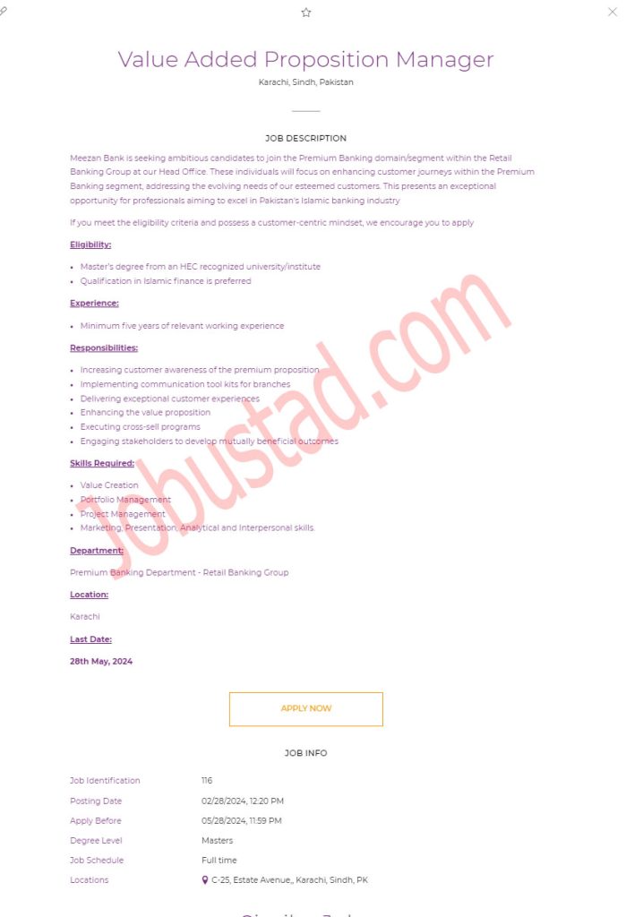 New Meezan Bank of Pakistan Jobs in Karachi