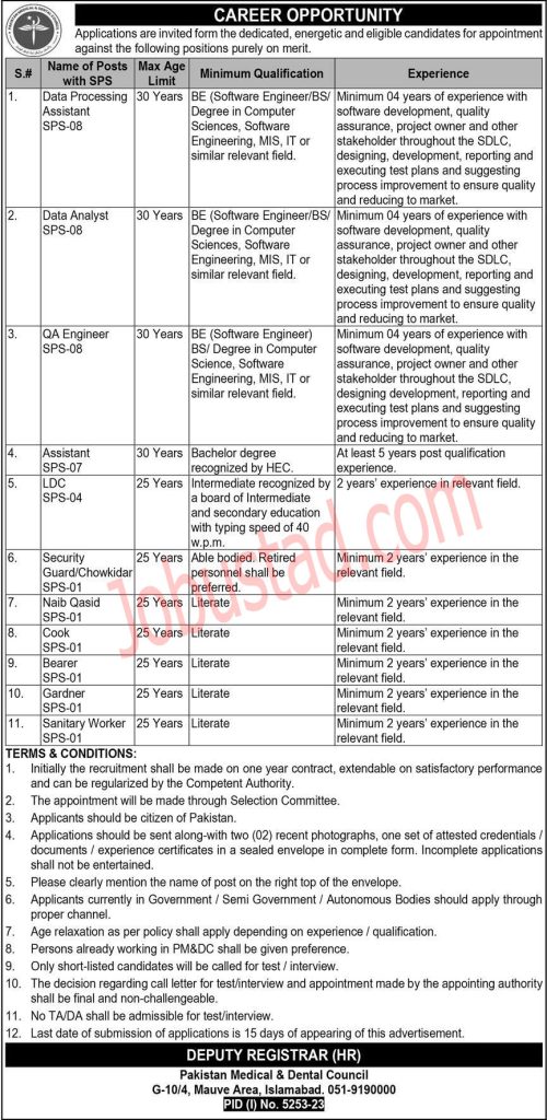 Latest PM&DC Jobs in Islamabad 