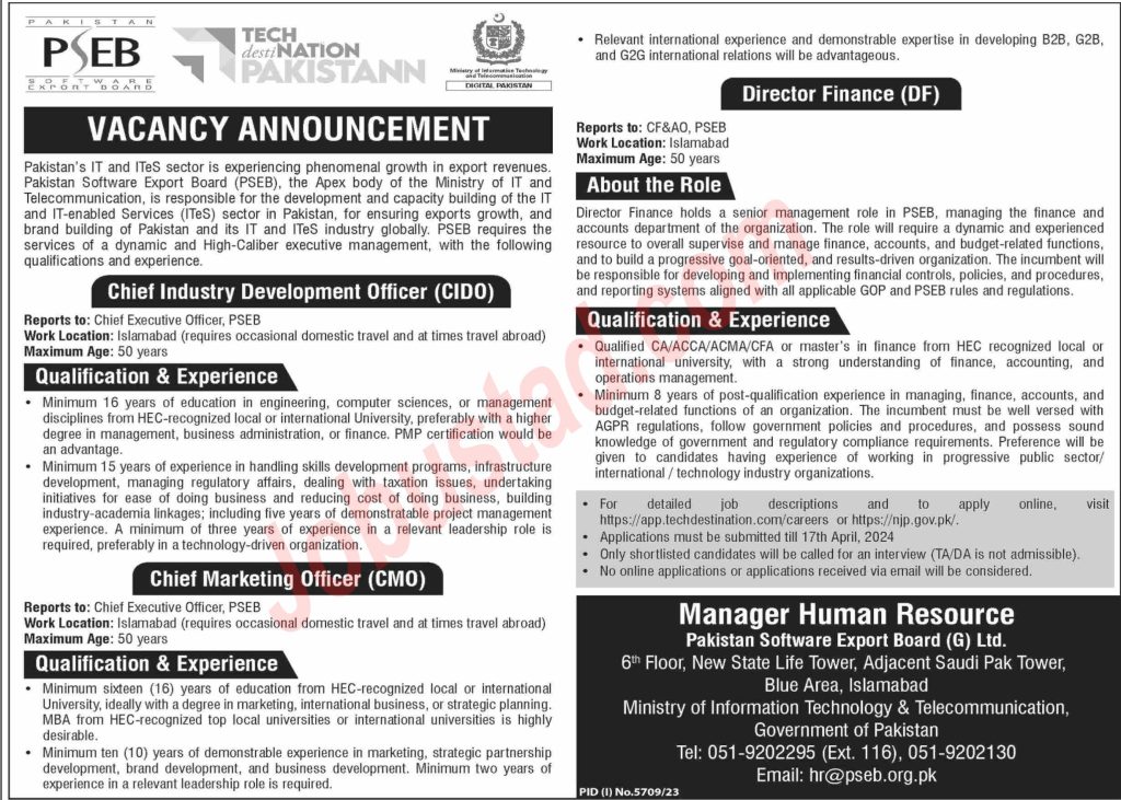 Latest Pakistan Software Export Board Jobs in Islamabad