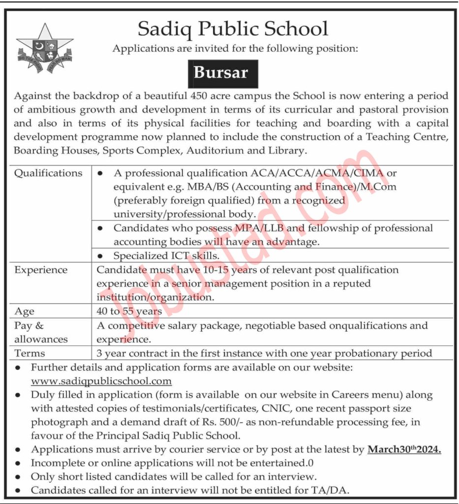 New Sadiq Public School Jobs in Bahawalpur