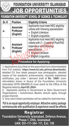 Latest Teaching Staff Jobs in Foundation University 