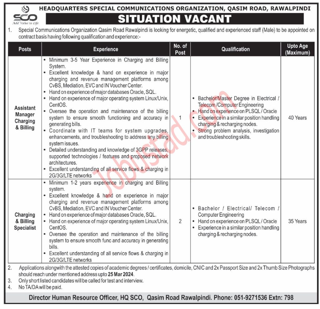 Today SCO Jobs in Rawalpindi 