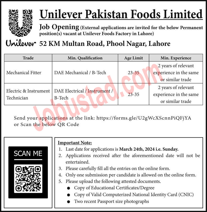 New Unilever Pakistan Foods Ltd Jobs 