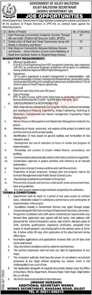Latest Works Department Jobs in Gilgit 