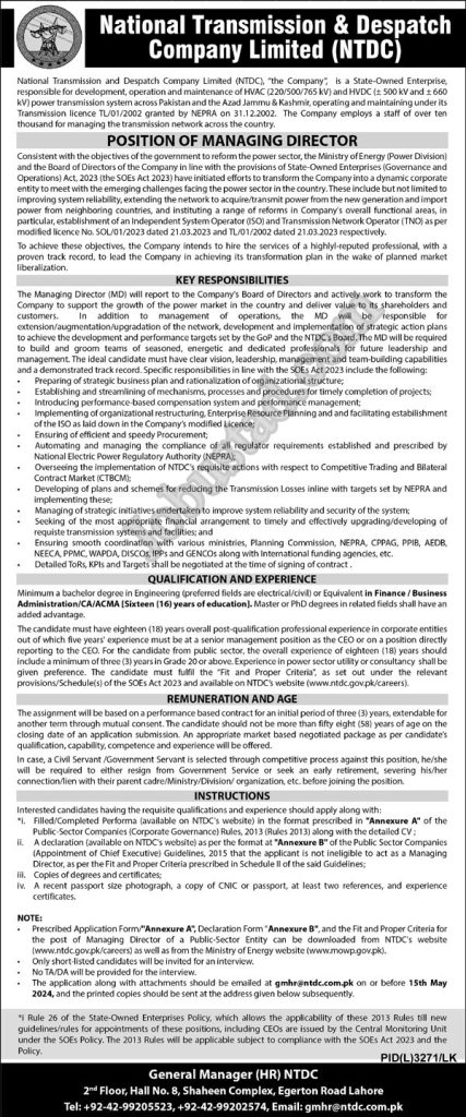 Jobs in National Transmission and Despatch Company Limited NTDC Jobs in Islamabad 