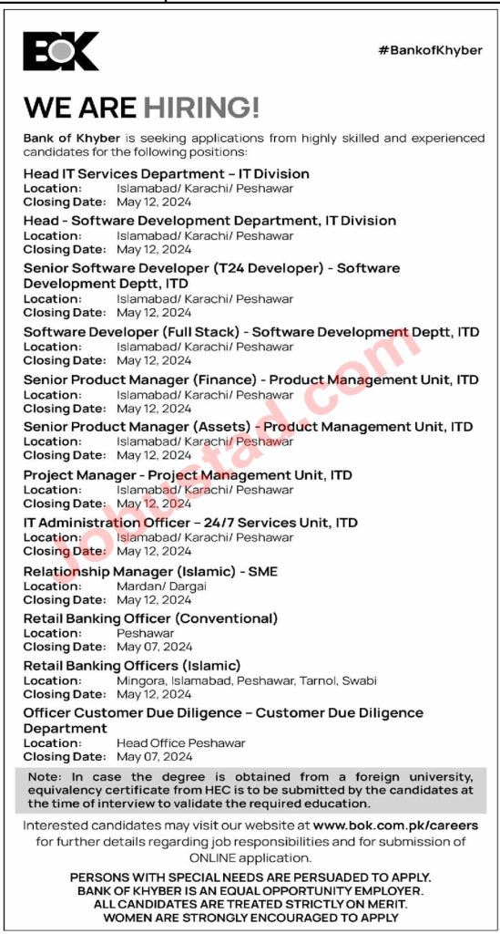 New BOK Jobs in Islamabad May 2024