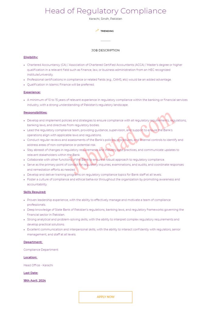 Latest Meezan Bank Jobs in Karachi Branch April 2024 