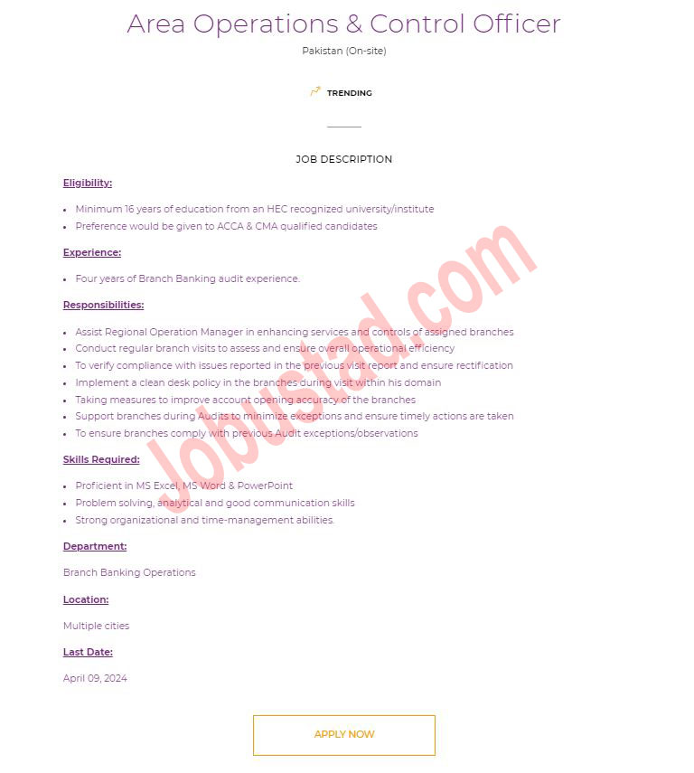 Latest Meezan Bank of Pakistan Jobs in Multan April 2024 