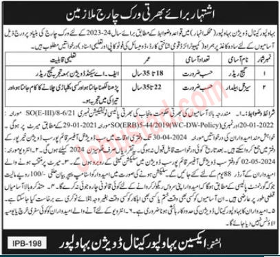 New Class 4 Jobs in Bahawalpur April 2024 