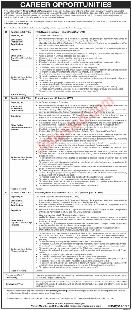 New NBP Jobs in Lahore May 2024