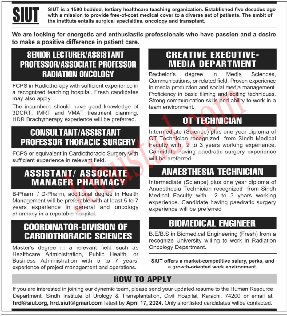 New SUIT Jobs in Karachi April 2024
