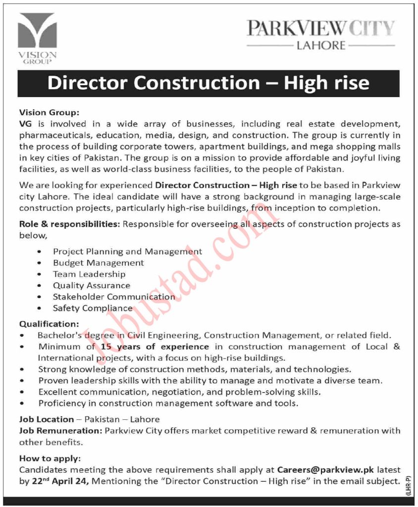 Latest Park View City Jobs in Lahore April 2024