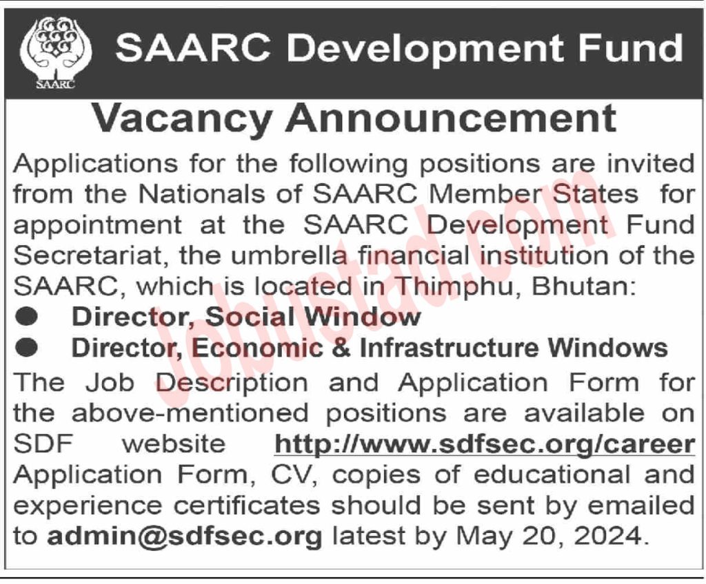New Saarc Development Fund Jobs in Karachi May 2024 