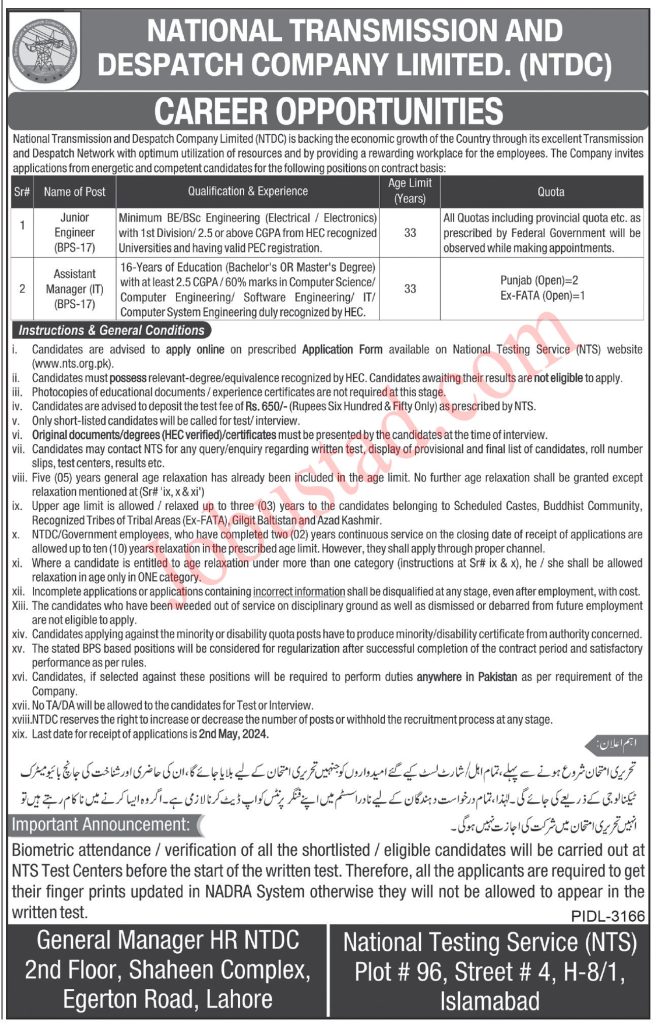 NTDC Jobs