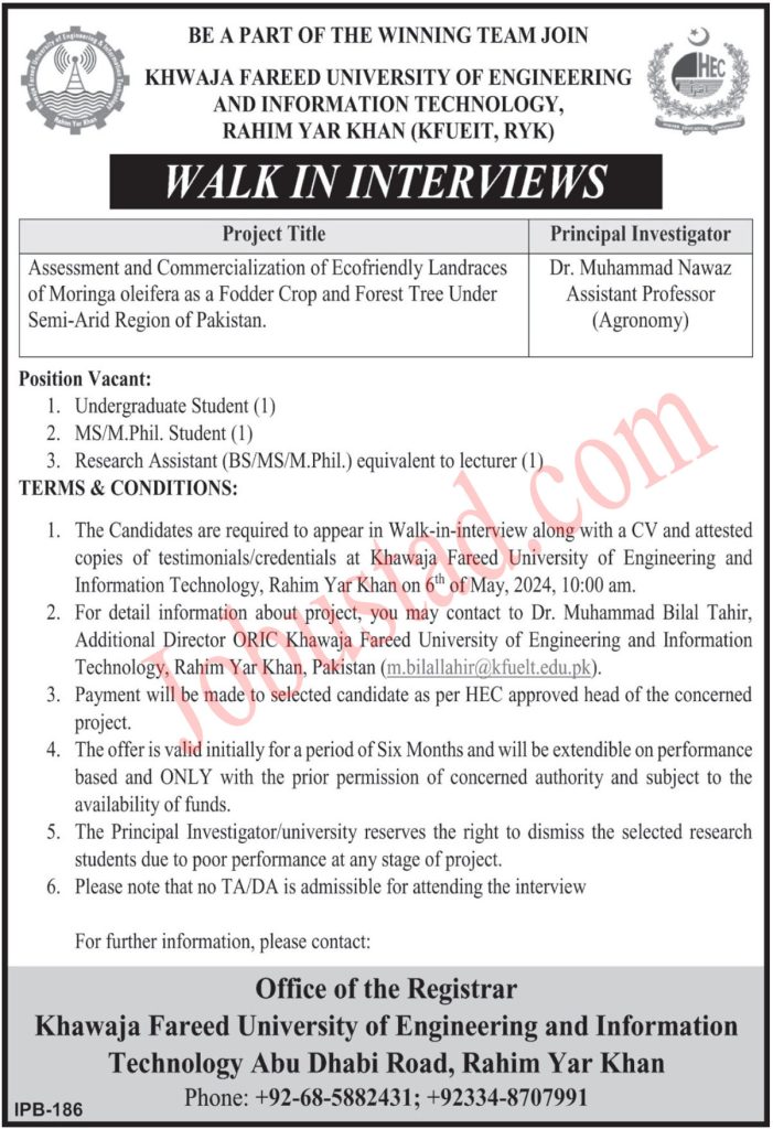 Khwaja Fareed University UEIT Jobs
