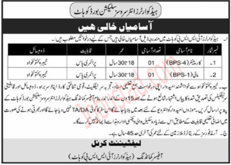 Latest Class 4 Jobs in Kohat June 2024