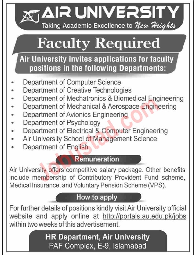 Latest Air University Jobs in Islamabad May 2024 