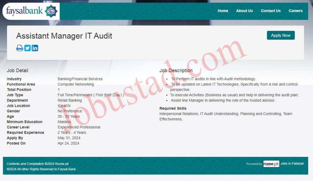 New Faysal Bank Jobs in Karachi May 2024