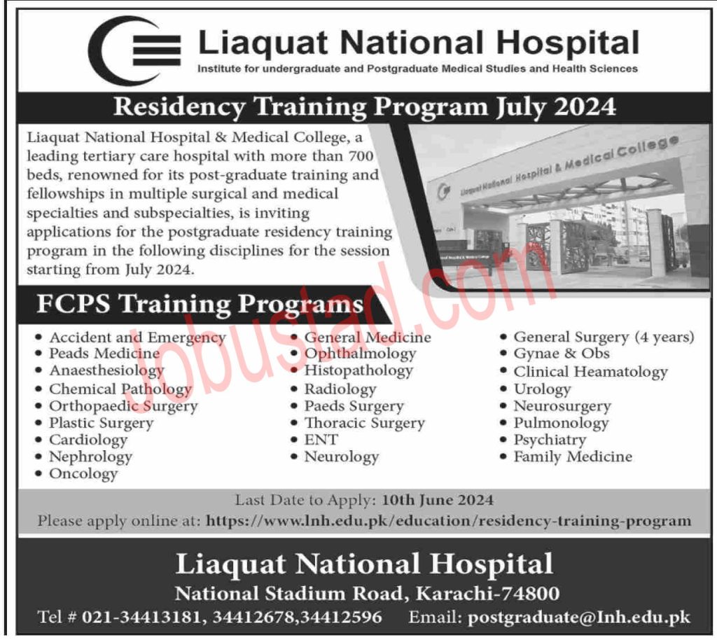 Latest Liaquat National Hospital Jobs in Karachi June 2024 
