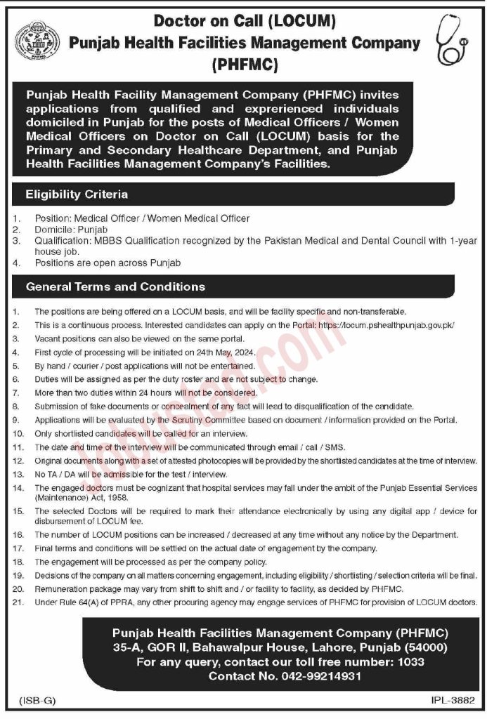 Latest PHFMC Jobs in Lahore May 2024