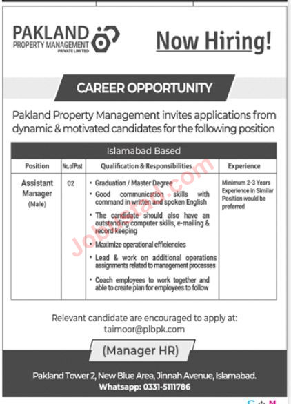 Latest Pakistan Properity Management Company Jobs