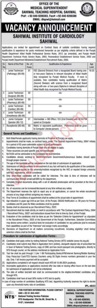 Latest Sahiwal Teaching Hospital Jobs May 2024 
