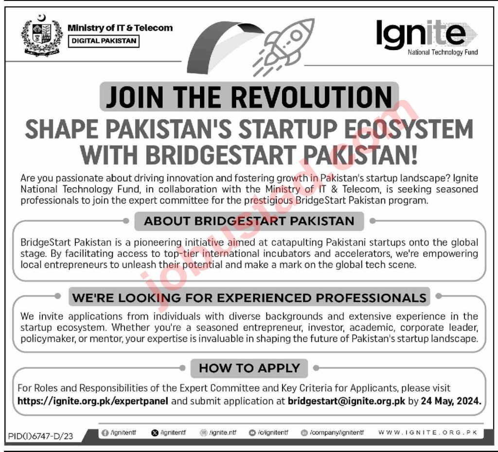 New Ministry of IT Jobs in Islamabad May 2024 