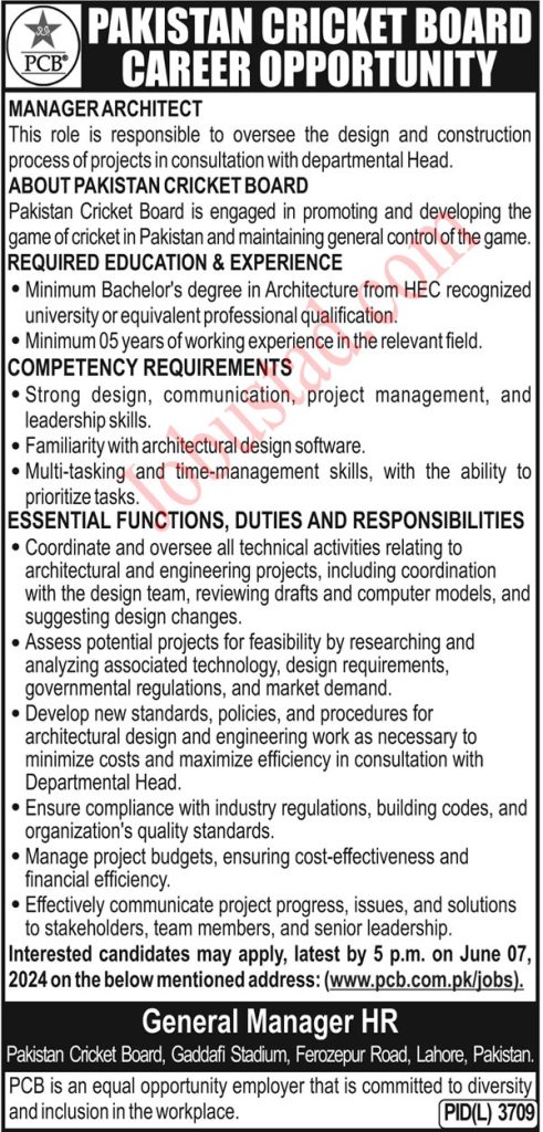 New PCB Jobs in Lahore June 2024