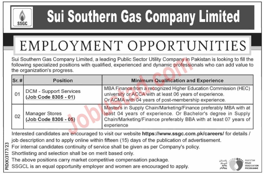 New Sui Southern Gas Company Limited SSGC Jobs in Karachi May 2024