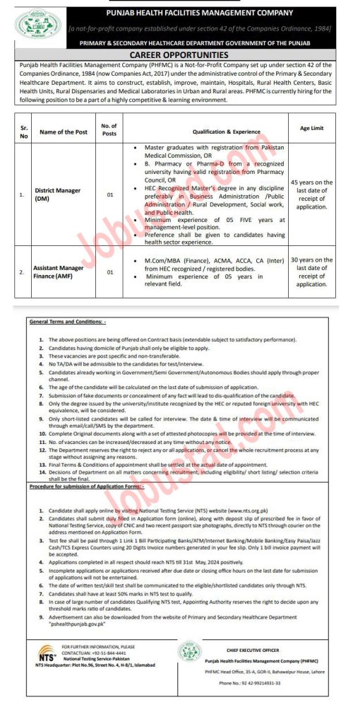 Latest P&S Healthcare Department Jobs in Lahore May 2024