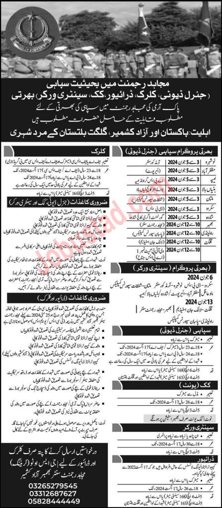 Pak Army Mujahid Regiment Jobs