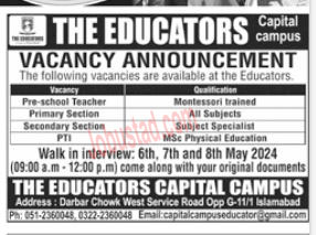 The Educators Capital Campus Jobs in Islamabad May 2024 