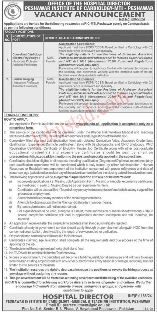 Jobs in Medical Teaching Institute MTI Peshawar June 2024