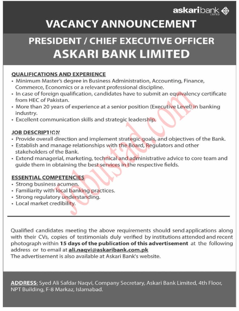 Latest Askari Bank Limited Jobs in Islamabad June 2024 