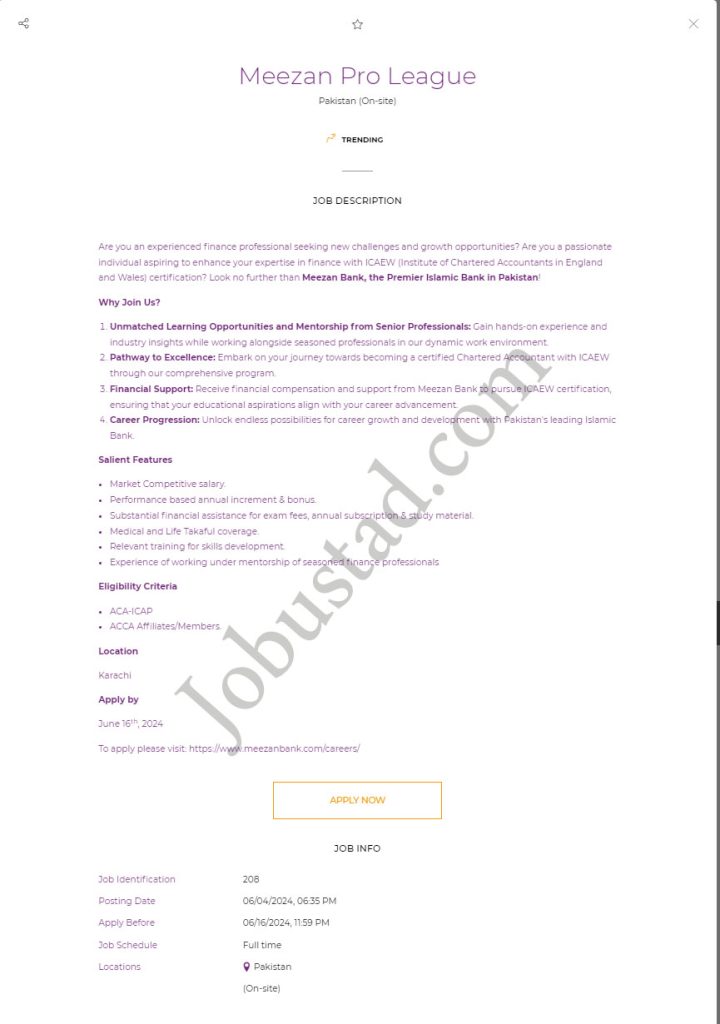 Latest Meezan Bank Jobs in Karachi June 2024