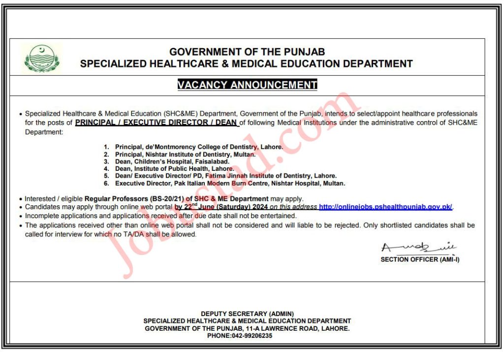 Latest SH&ME Department Jobs in Lahore June 2024
