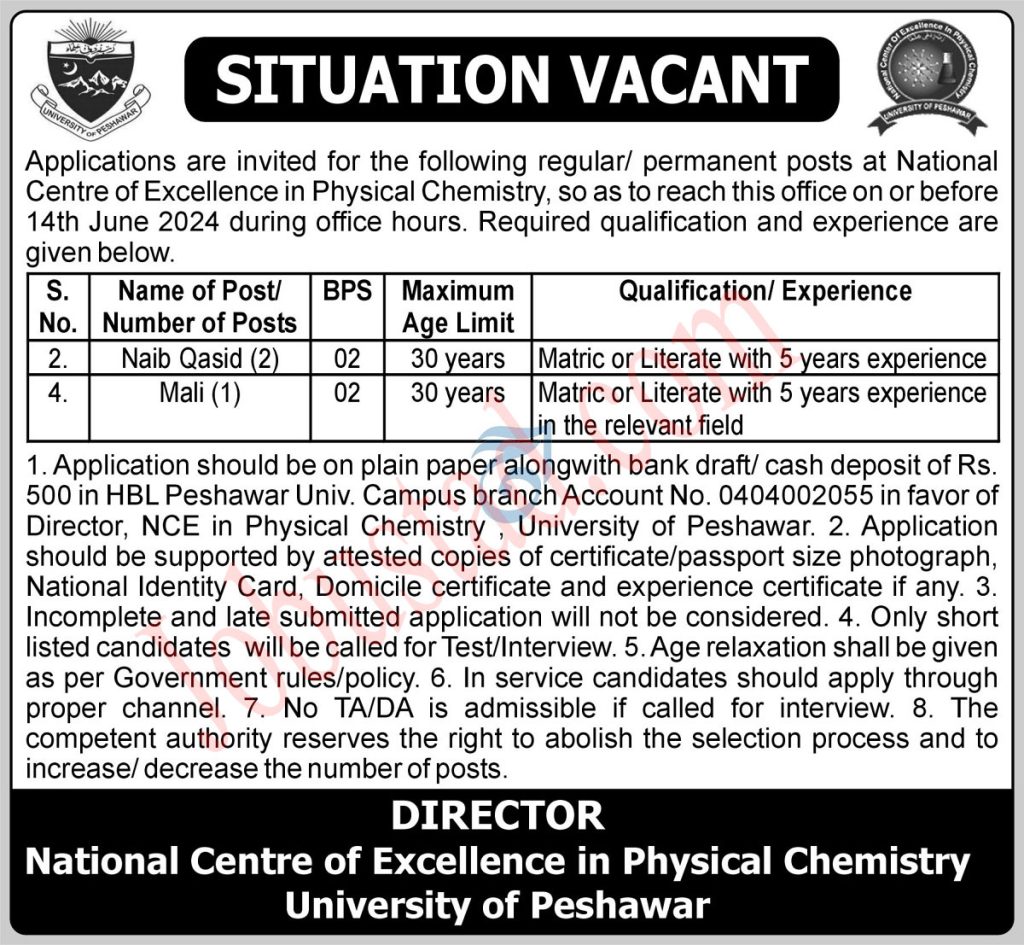 Latest University of Peshawar Jobs June 2024