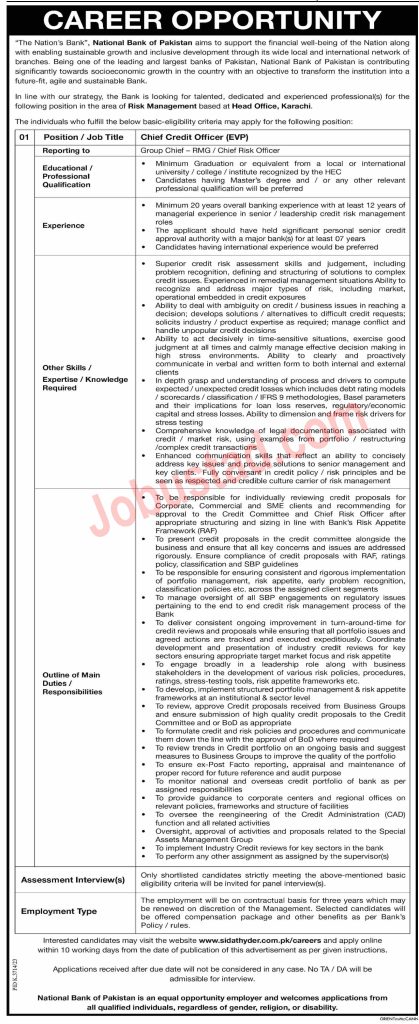 New NBP Jobs in Karachi Branch July 2024