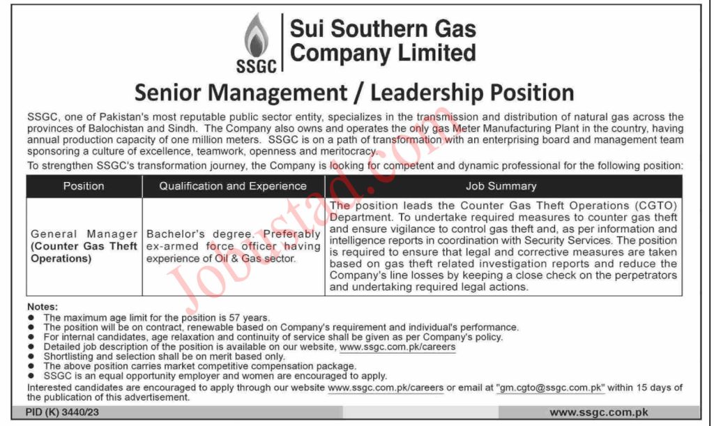 New SSGC Jobs in Karachi June 2024
