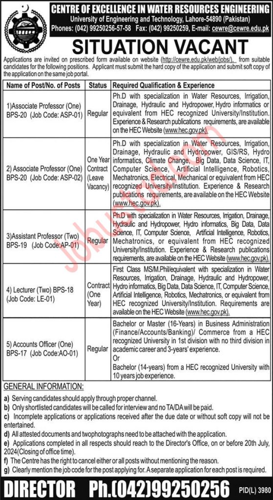 UET Lahore Jobs