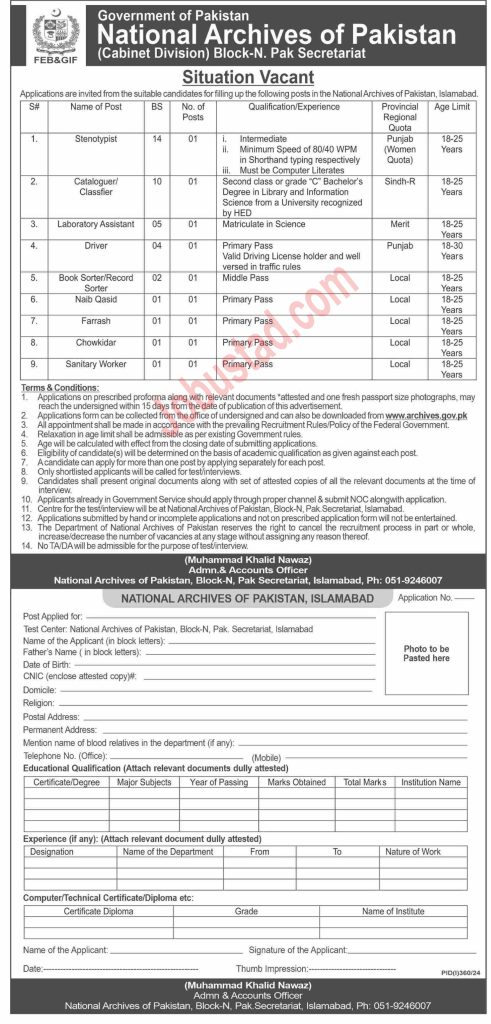Latest Cabinet Division Pakistan Jobs in Islamabad July 2024 