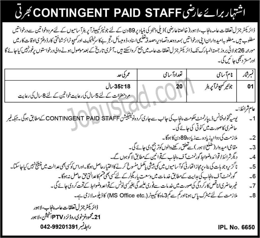 Latest Junior Computer Operator Jobs in Lahore July 2024