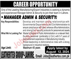 New Manager Admin Jobs in Lahore August 2024