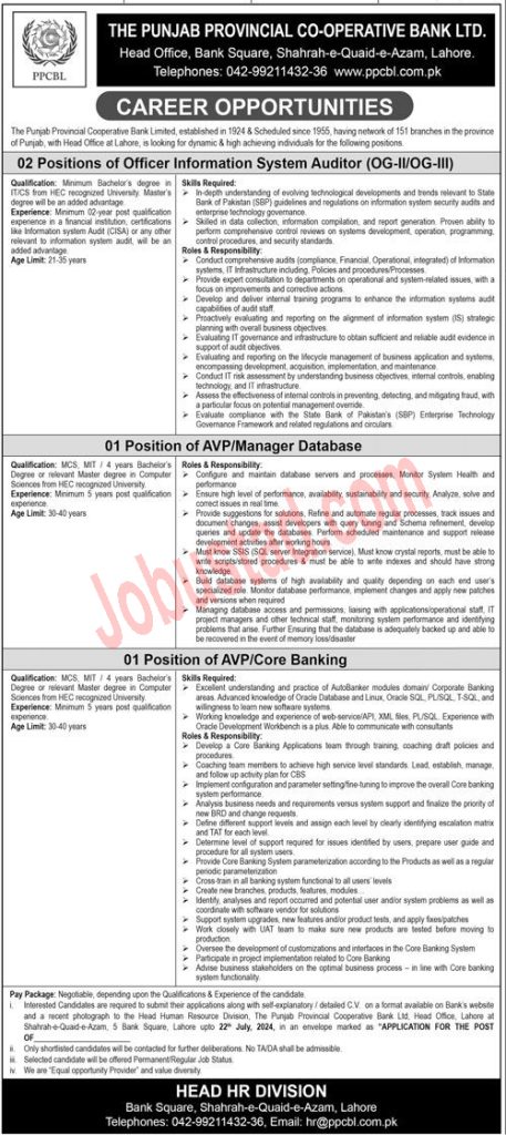 Latest PPCBL Jobs in Lahore July 2024