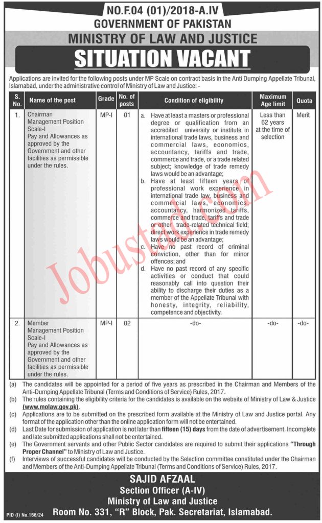 New MOLAW Jobs in Islamabad July 2024